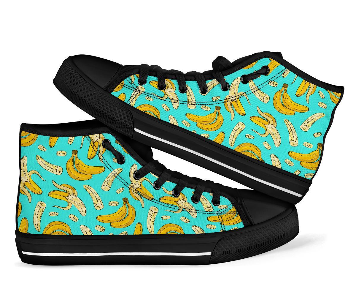 Banana Pattern Print Men Women's High Top Shoes-grizzshop