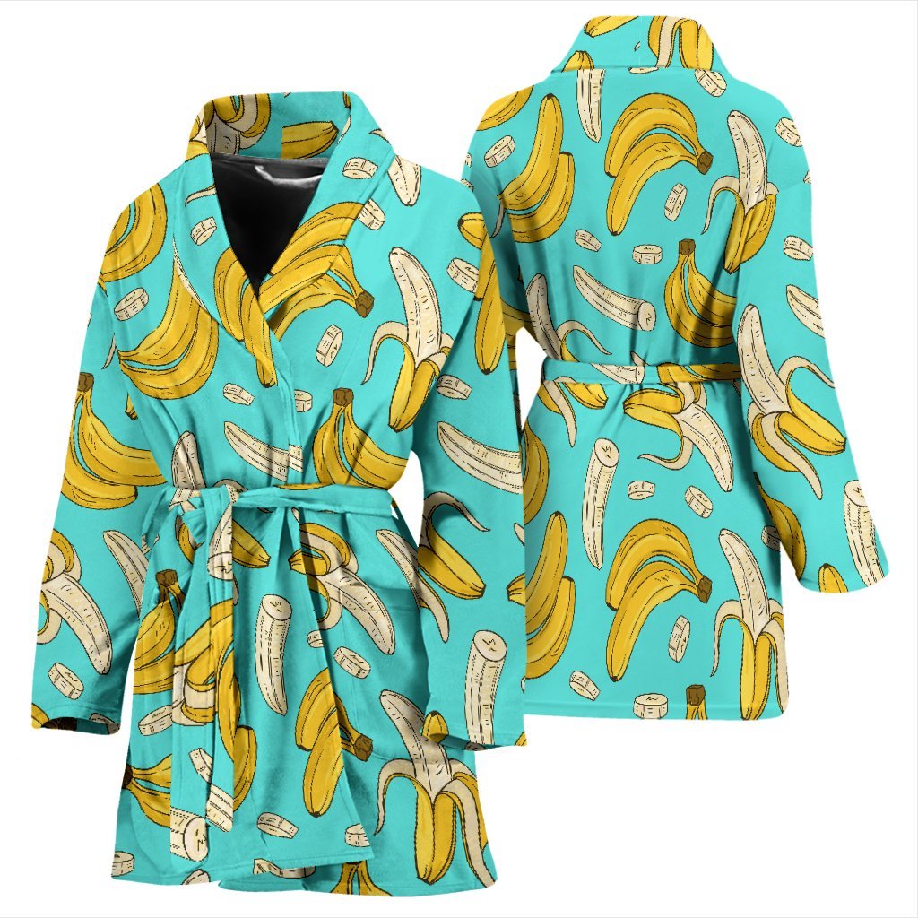 Banana Pattern Print Women Long Robe-grizzshop