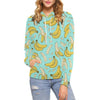 Banana Pattern Print Women Pullover Hoodie-grizzshop