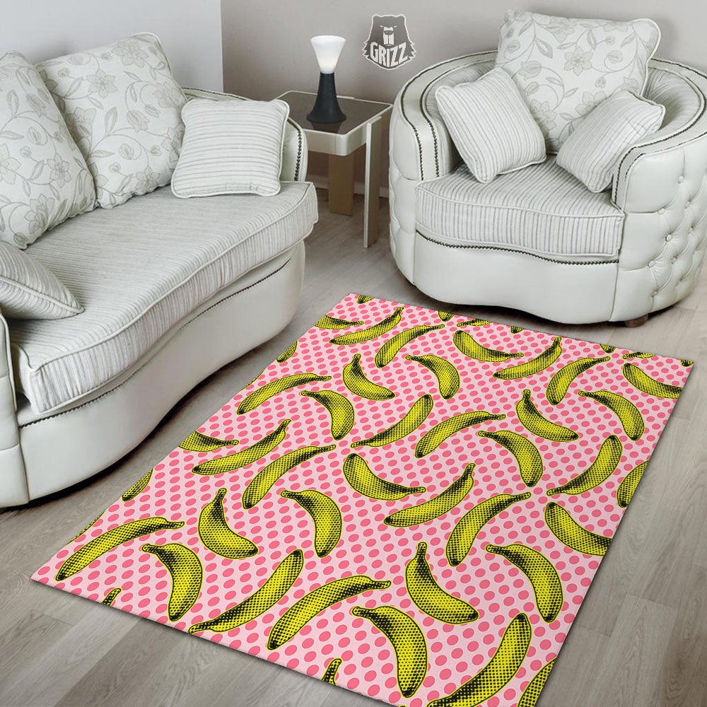 Banana Polka Dot Print Pattern Floor Mat-grizzshop