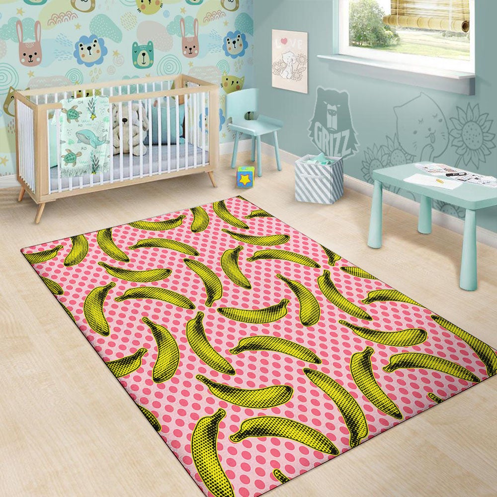 Banana Polka Dot Print Pattern Floor Mat-grizzshop