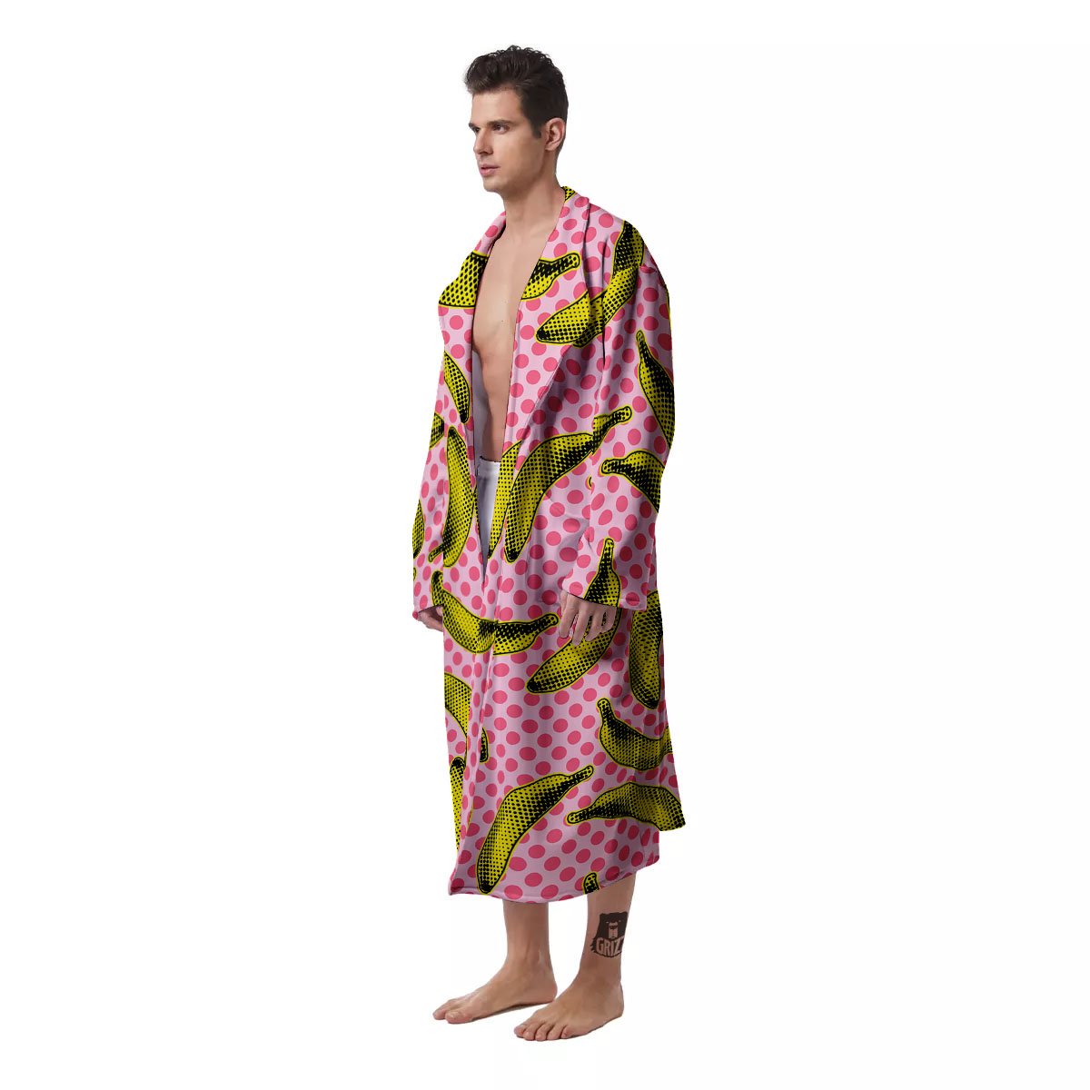 Banana Polka Dot Print Pattern Men's Robe-grizzshop