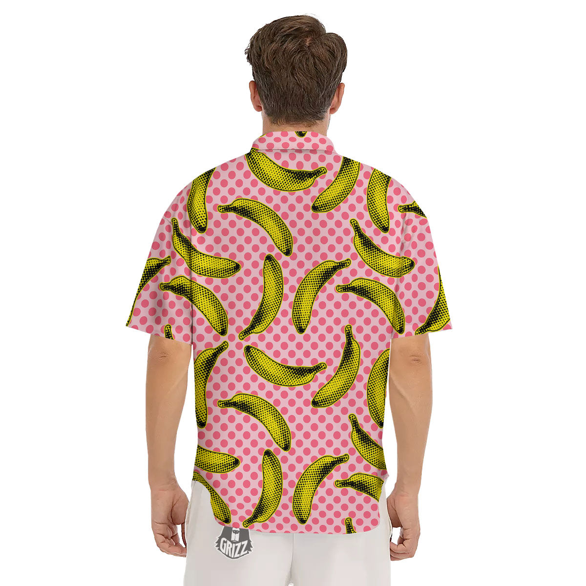 Banana Polka Dot Print Pattern Men's Short Sleeve Shirts-grizzshop