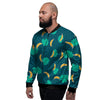 Banana Teal Print Pattern Men's Bomber Jacket-grizzshop