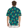 Banana Teal Print Pattern Men's Short Sleeve Shirts-grizzshop