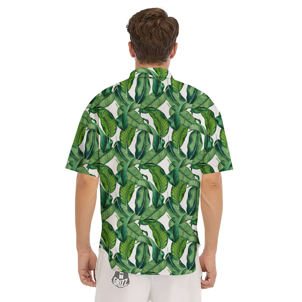 Banana Tropical Green Print Pattern Men's Short Sleeve Shirts-grizzshop