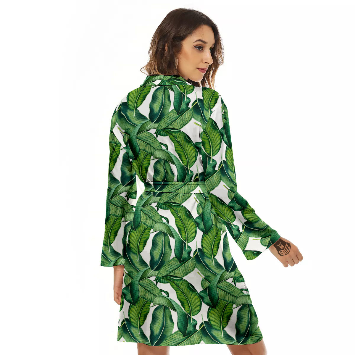 Banana Tropical Green Print Pattern Women's Robe-grizzshop