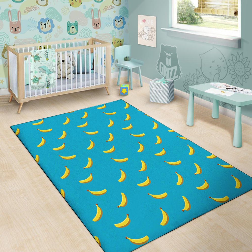 Banana Turquoise Print Pattern Floor Mat-grizzshop