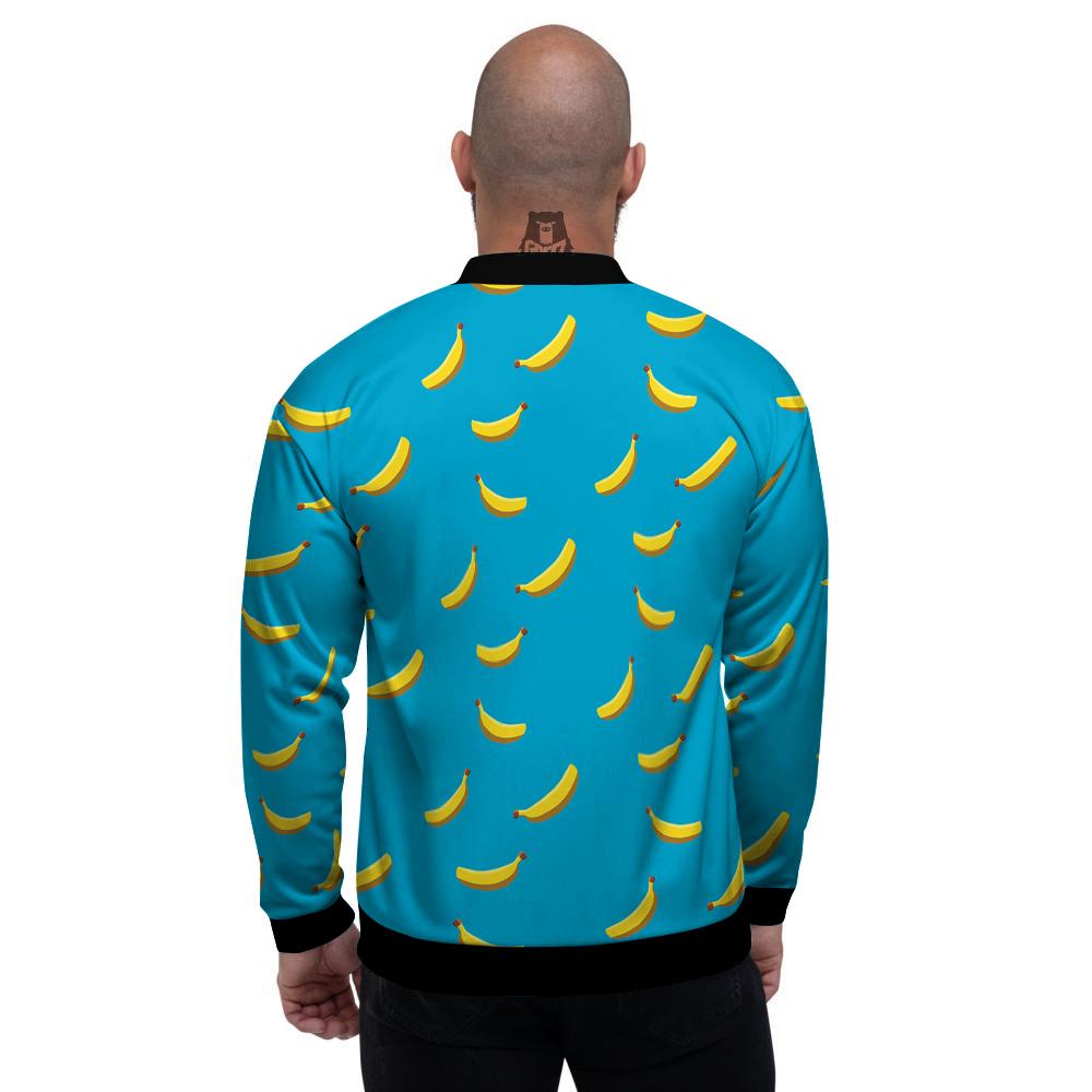 Banana Turquoise Print Pattern Men's Bomber Jacket-grizzshop