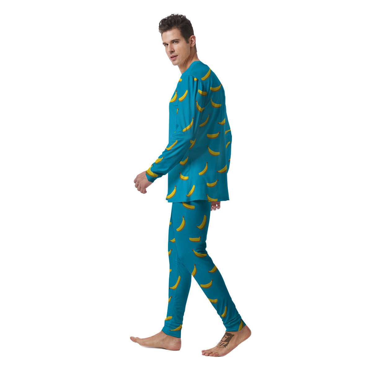 Banana Turquoise Print Pattern Men's Pajamas-grizzshop