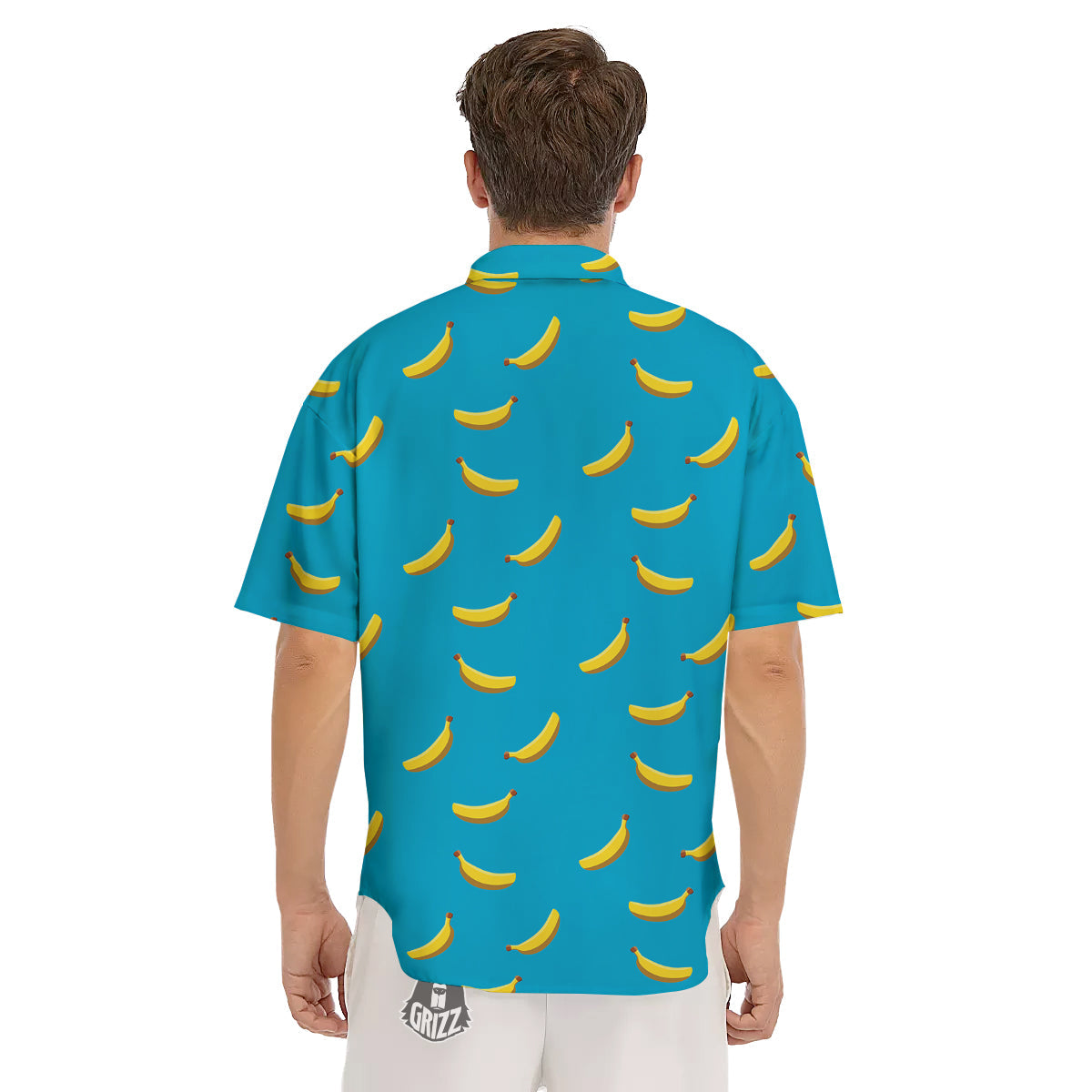 Banana Turquoise Print Pattern Men's Short Sleeve Shirts-grizzshop