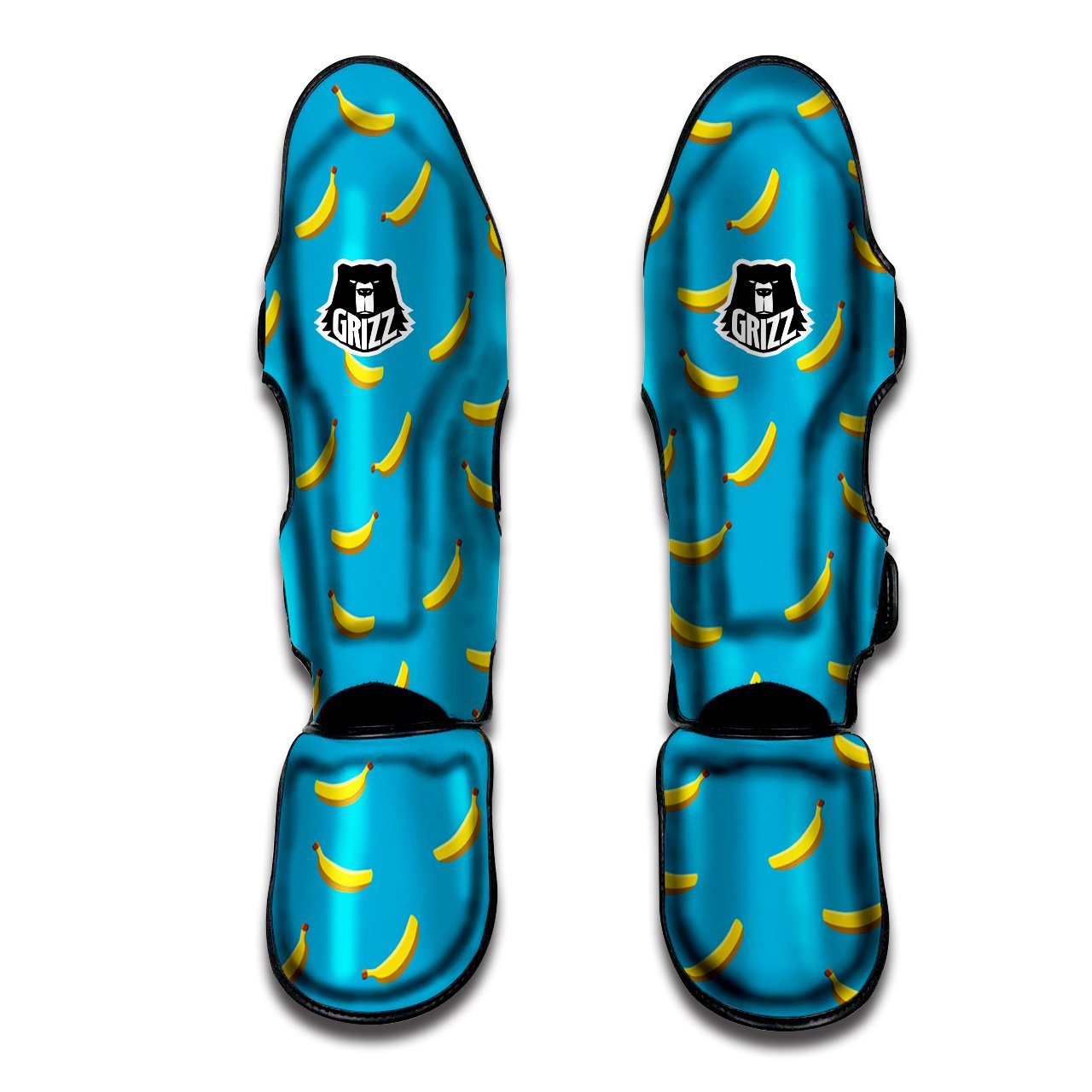 Banana Turquoise Print Pattern Muay Thai Shin Guards-grizzshop