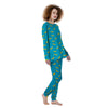 Banana Turquoise Print Pattern Women's Pajamas-grizzshop