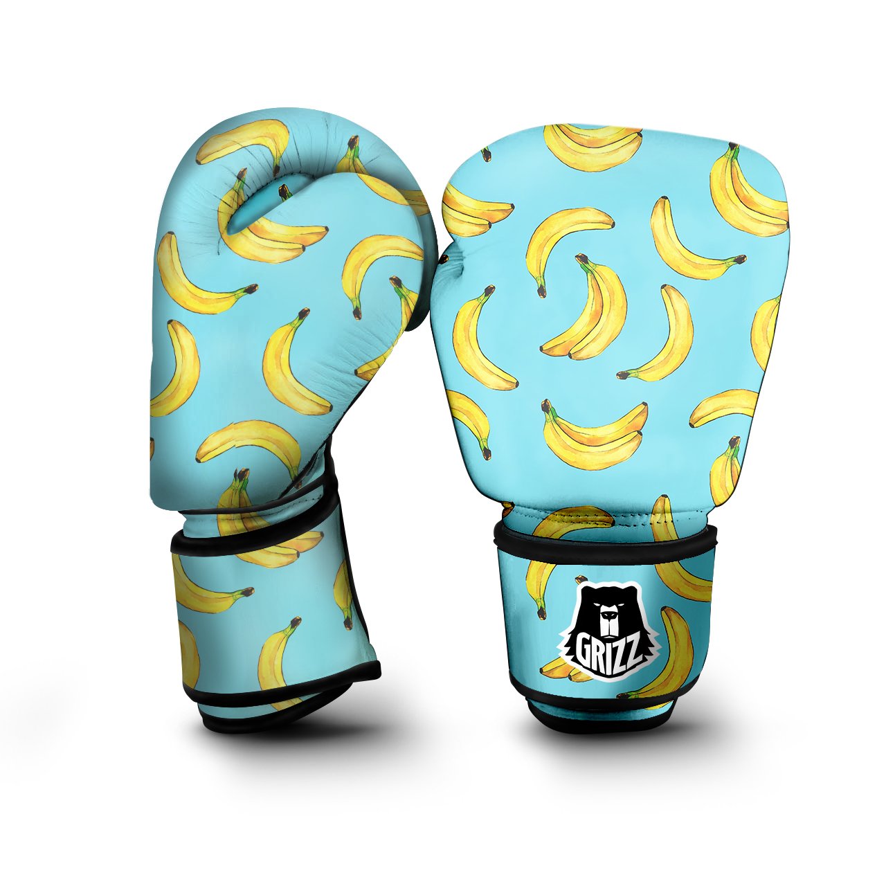Banana Watercolor Print Pattern Boxing Gloves-grizzshop