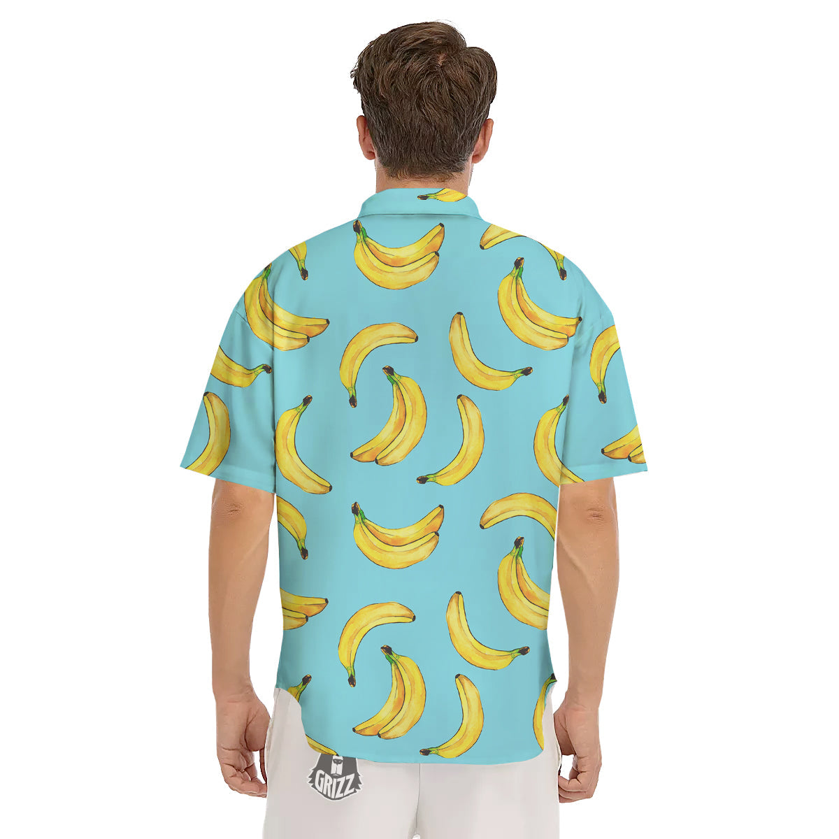Banana Watercolor Print Pattern Men's Short Sleeve Shirts-grizzshop