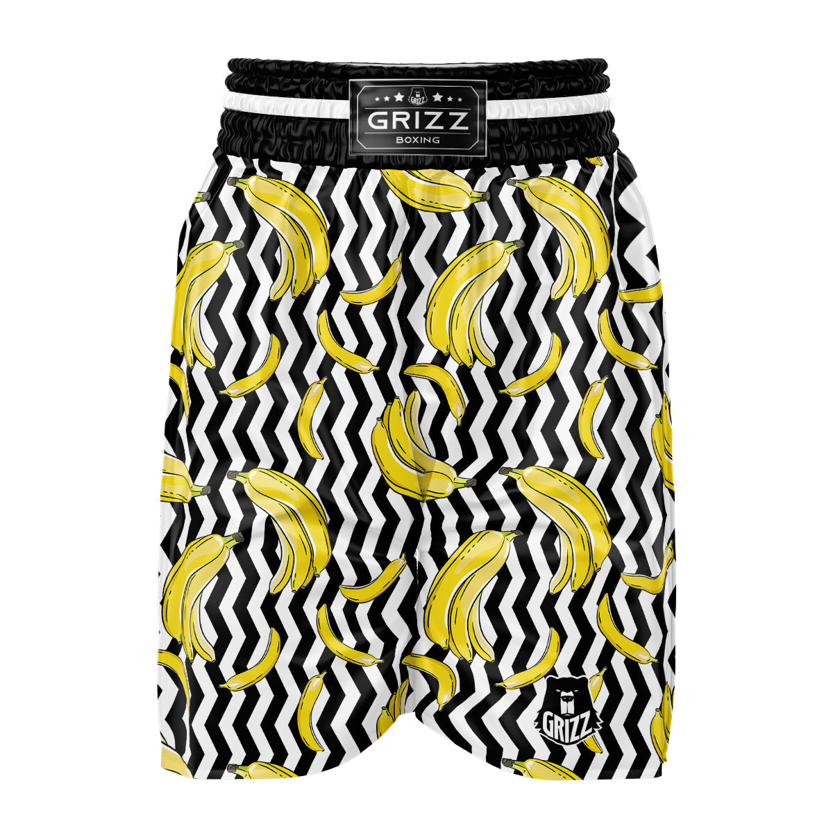 Banana Zigzag Print Pattern Boxing Shorts-grizzshop