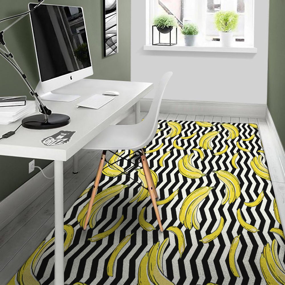 Banana Zigzag Print Pattern Floor Mat-grizzshop