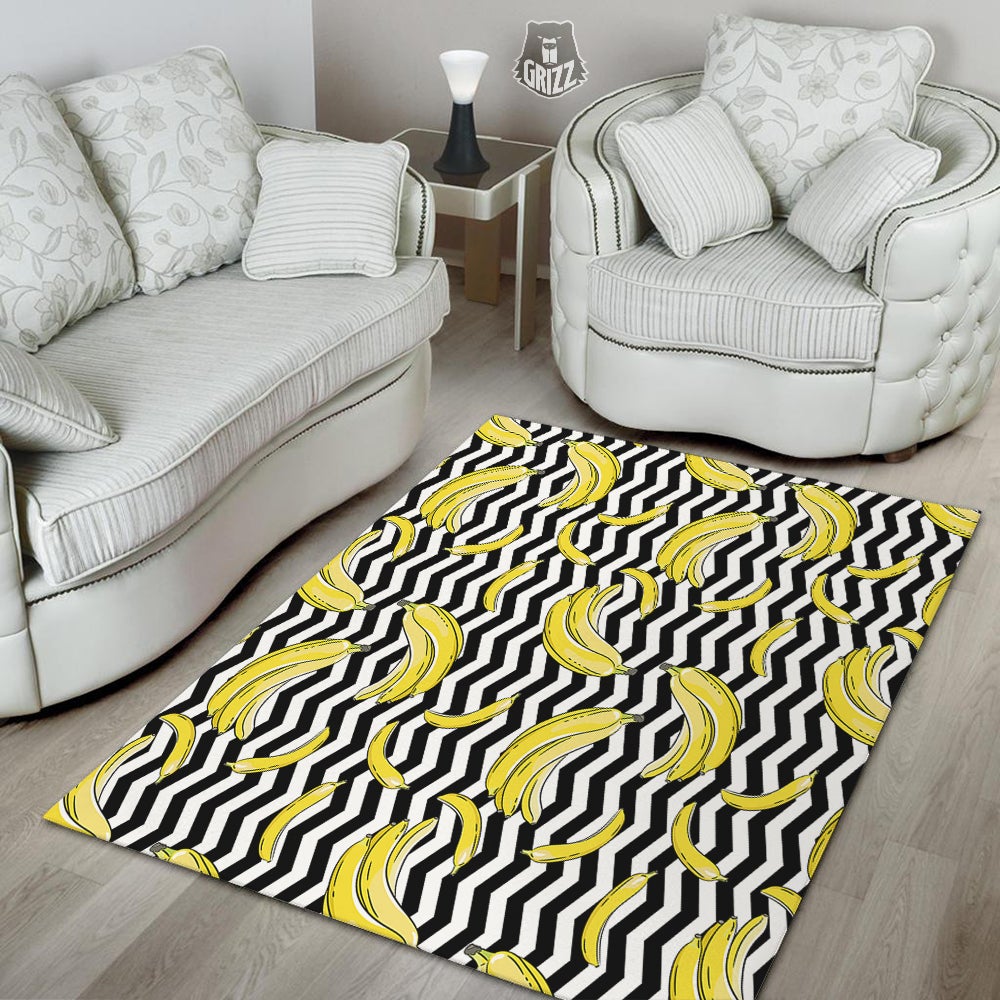 Banana Zigzag Print Pattern Floor Mat-grizzshop