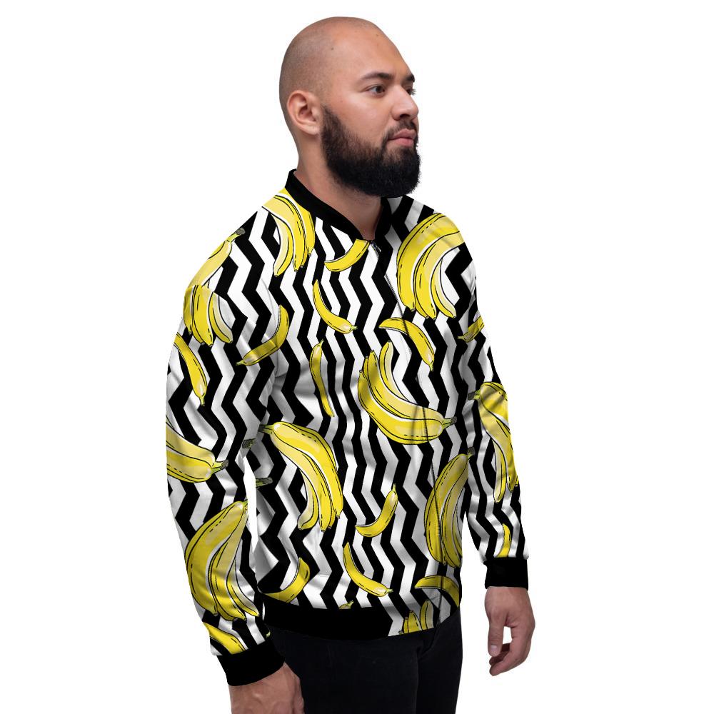 Banana Zigzag Print Pattern Men's Bomber Jacket-grizzshop