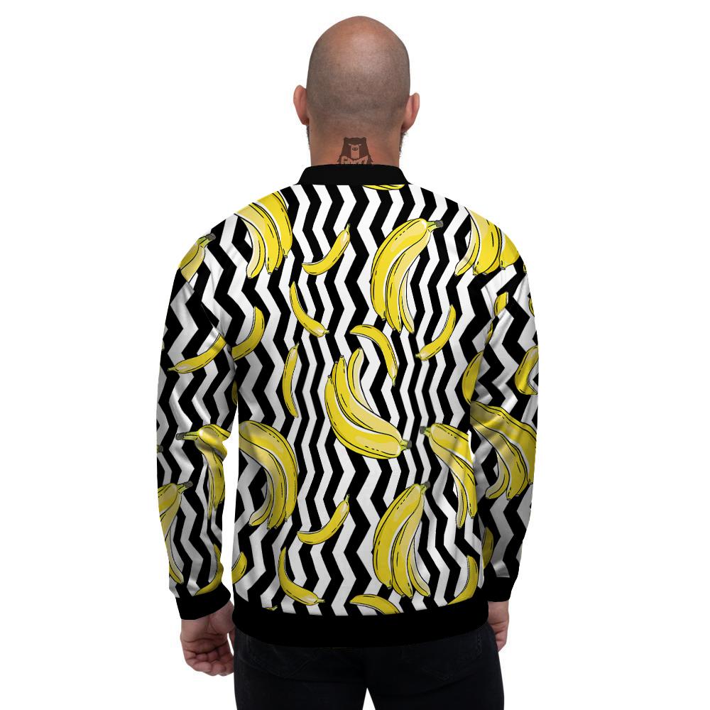 Banana Zigzag Print Pattern Men's Bomber Jacket-grizzshop