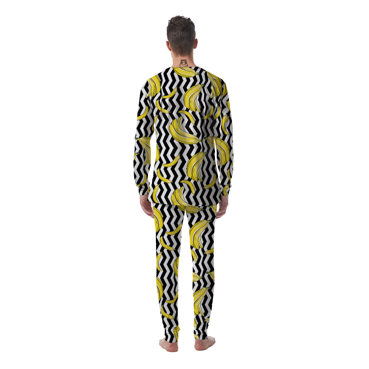 Banana Zigzag Print Pattern Men's Pajamas-grizzshop