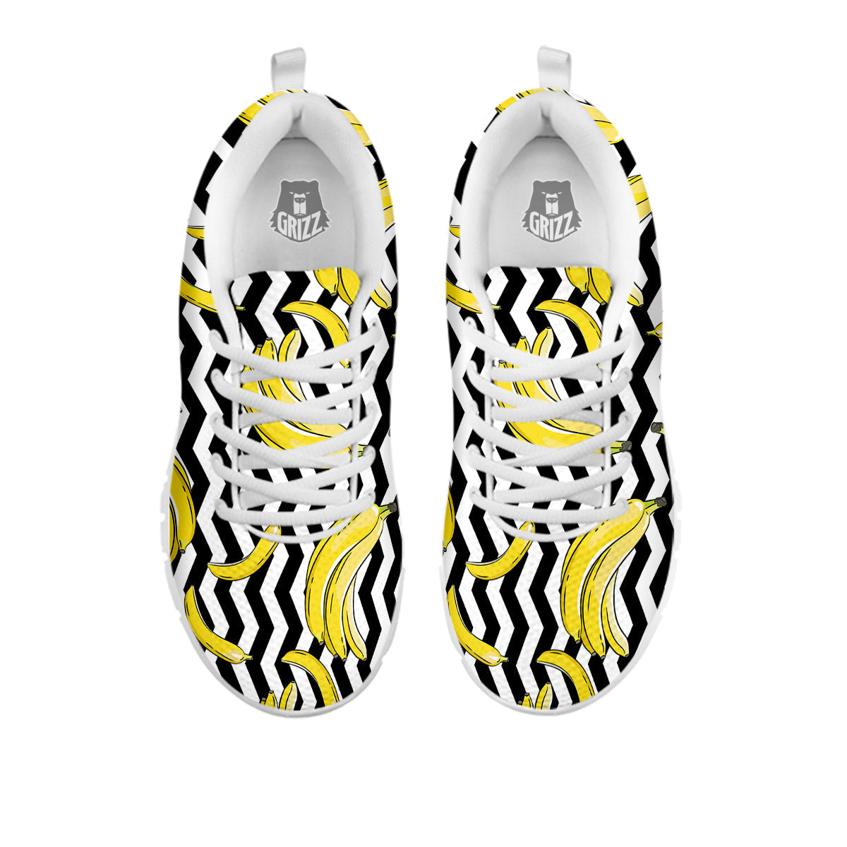 Banana Zigzag Print Pattern White Sneaker-grizzshop