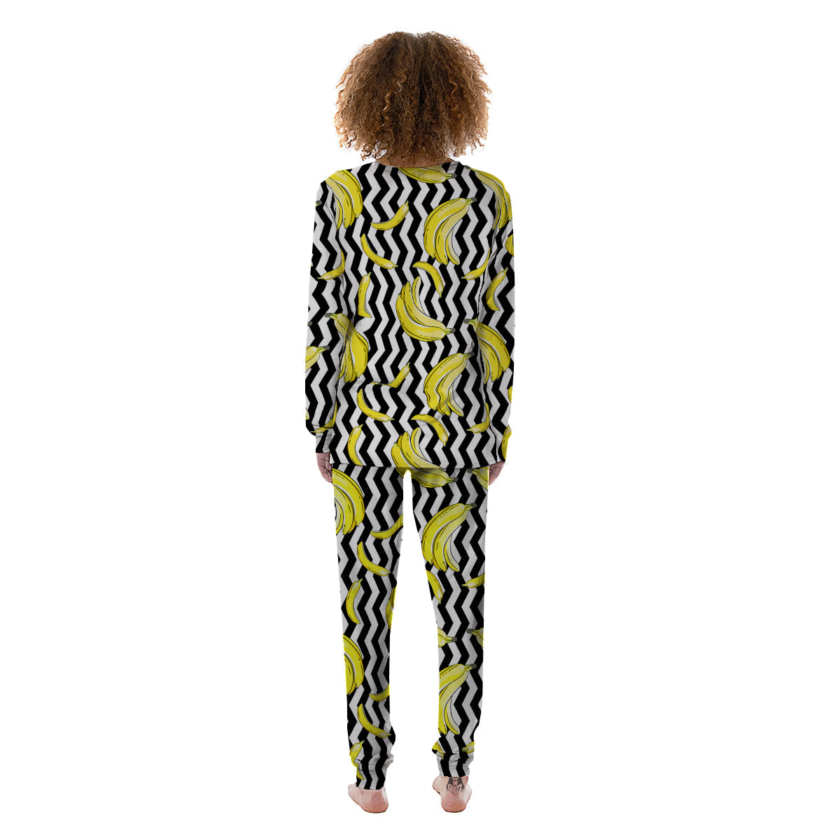 Banana Zigzag Print Pattern Women's Pajamas-grizzshop