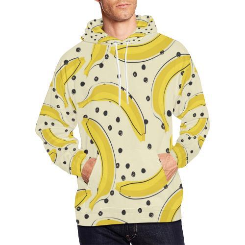 Banana Dot Pattern Print Men Pullover Hoodie-grizzshop