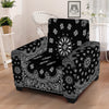 Bandana Black Paisley Print Armchair Slipcover-grizzshop