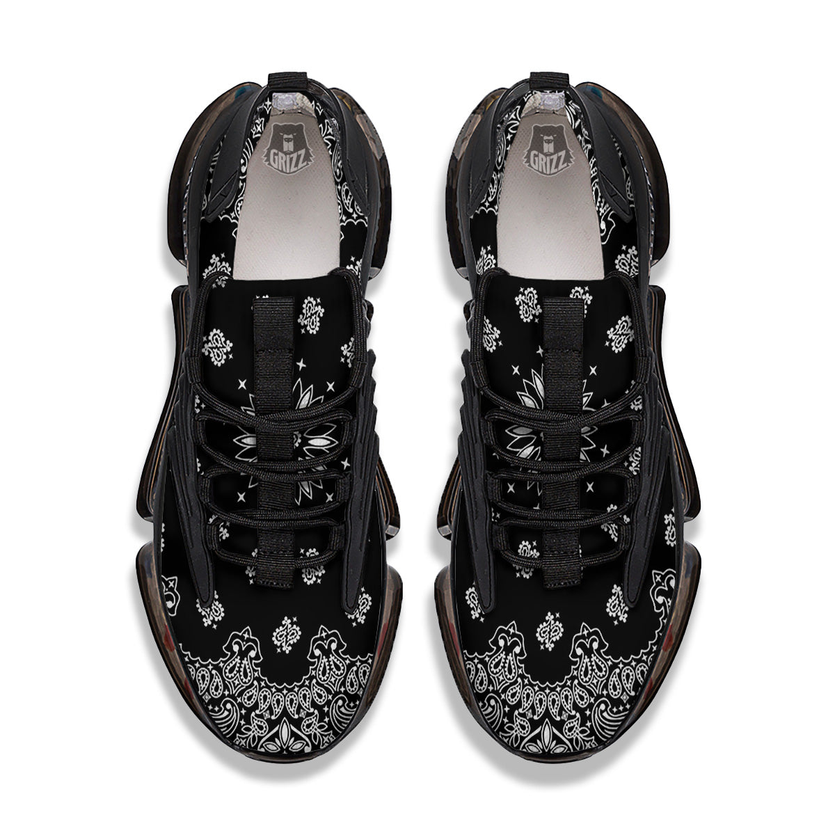 Bandana Black Paisley Print Black Gym Shoes-grizzshop