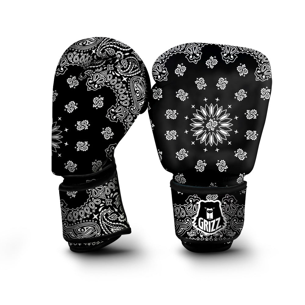 Bandana Black Paisley Print Boxing Gloves-grizzshop