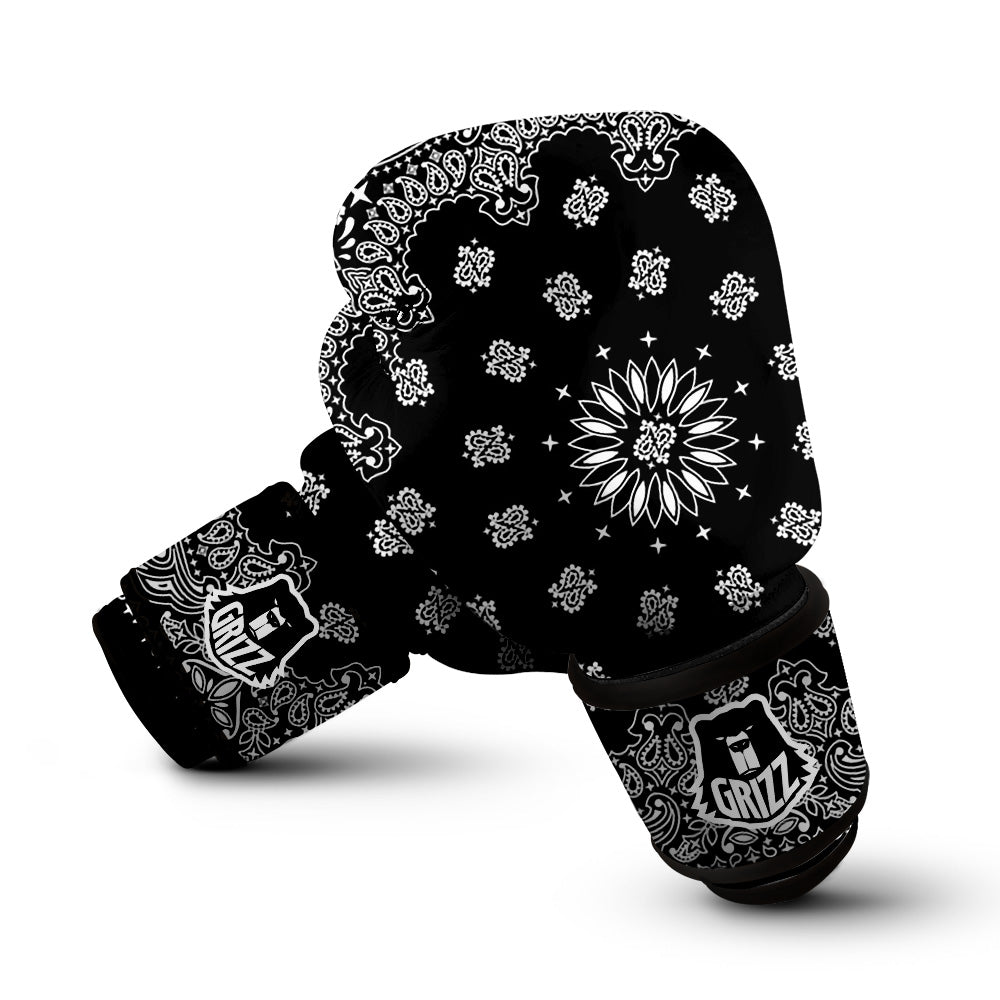 Bandana Black Paisley Print Boxing Gloves-grizzshop