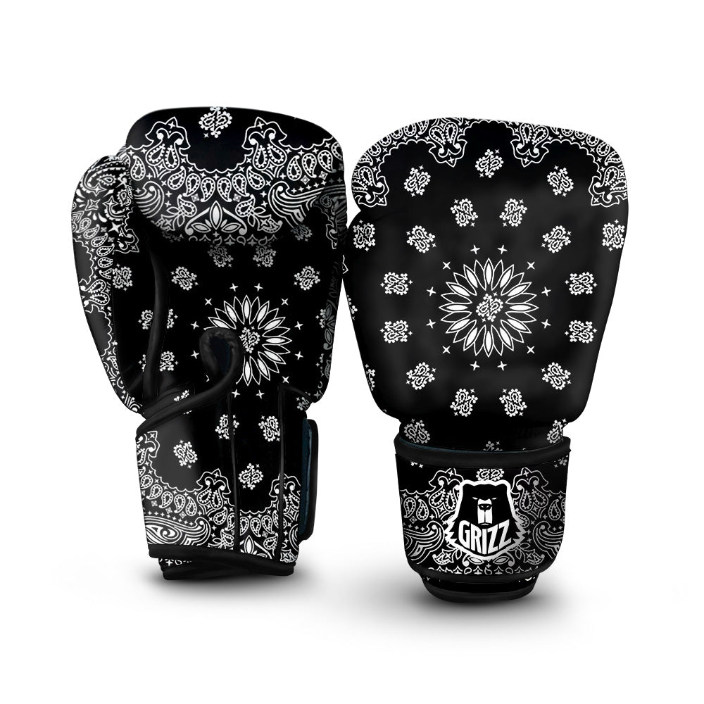 Bandana Black Paisley Print Boxing Gloves-grizzshop