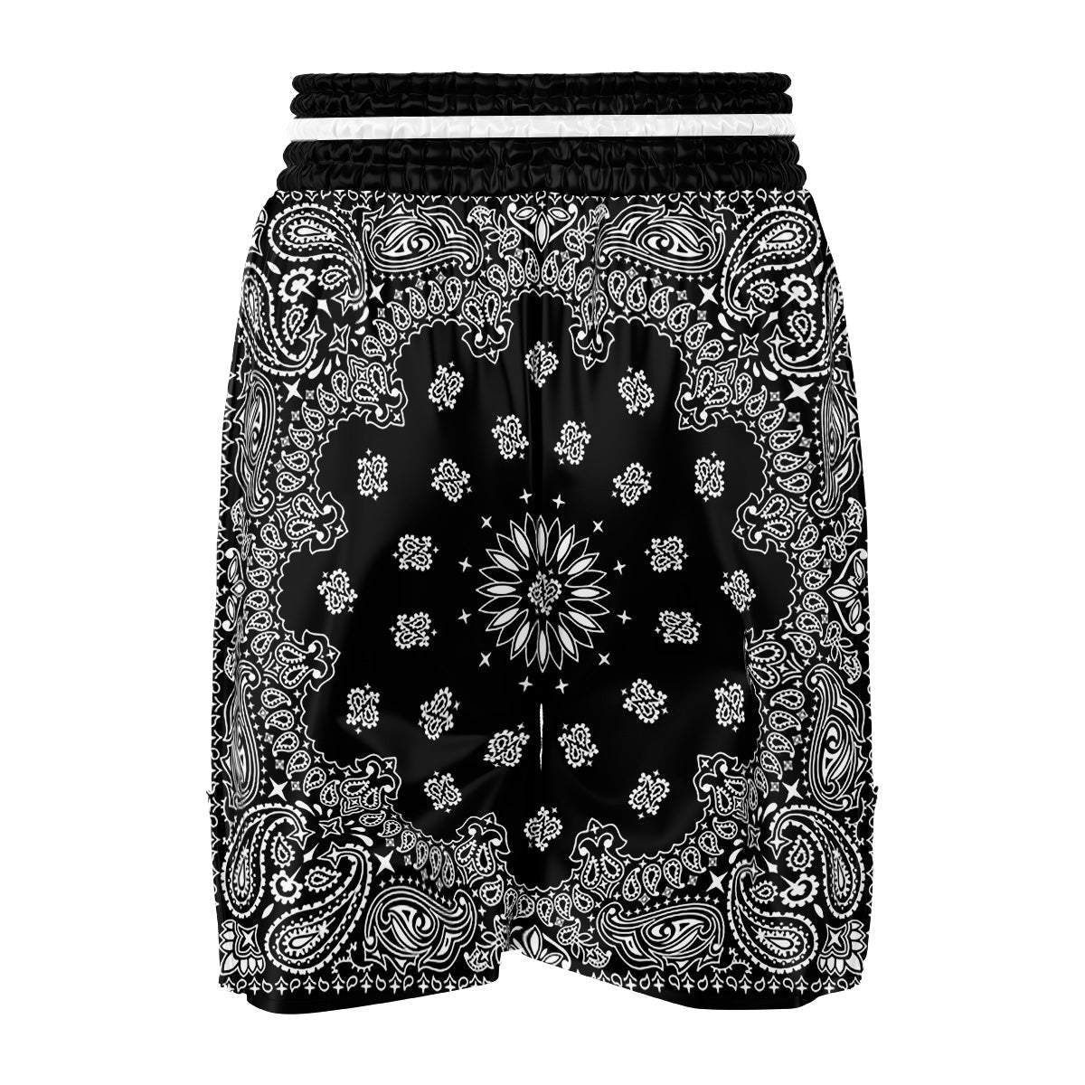 Bandana Black Paisley Print Boxing Shorts-grizzshop