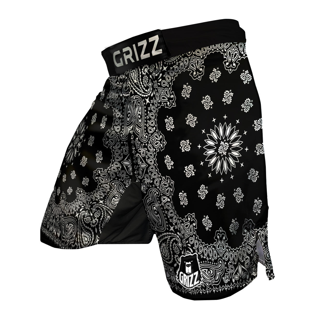 Bandana Black Paisley Print MMA Shorts-grizzshop