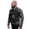 Bandana Black Paisley Print Men's Bomber Jacket-grizzshop