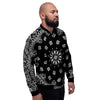 Bandana Black Paisley Print Men's Bomber Jacket-grizzshop