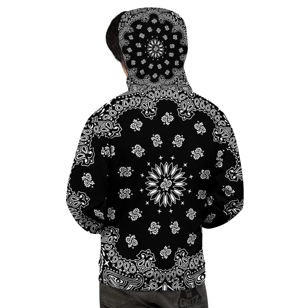 Bandana Black Paisley Print Men's Hoodie-grizzshop