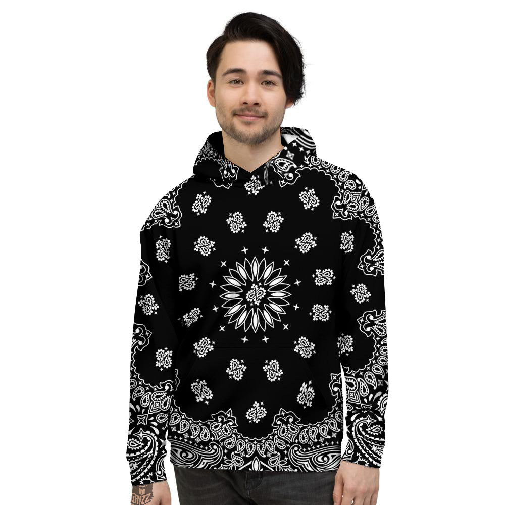 Bandana Black Paisley Print Men's Hoodie-grizzshop