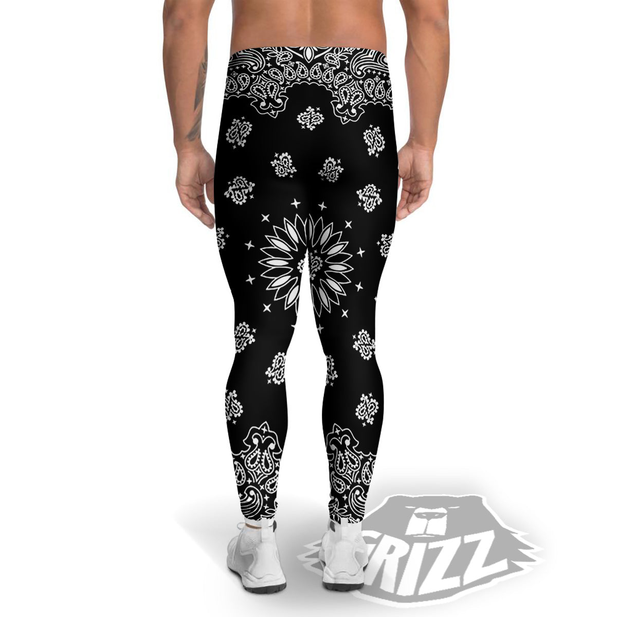 Bandana Black Paisley Print Men's Leggings-grizzshop