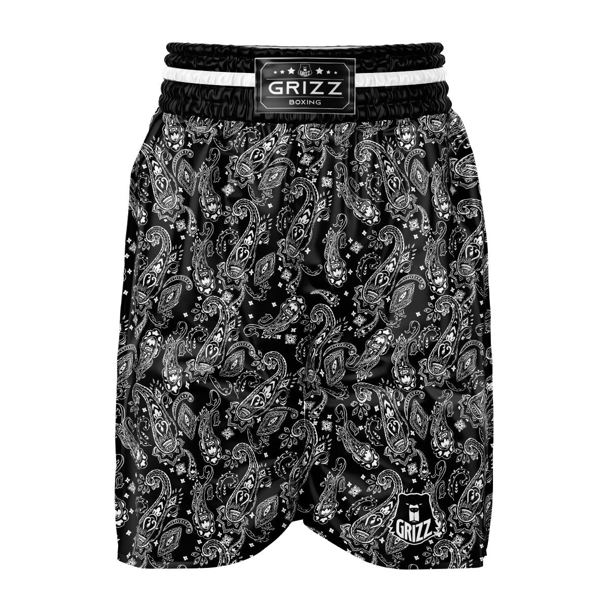 Bandana Black Paisley Print Pattern Boxing Shorts-grizzshop