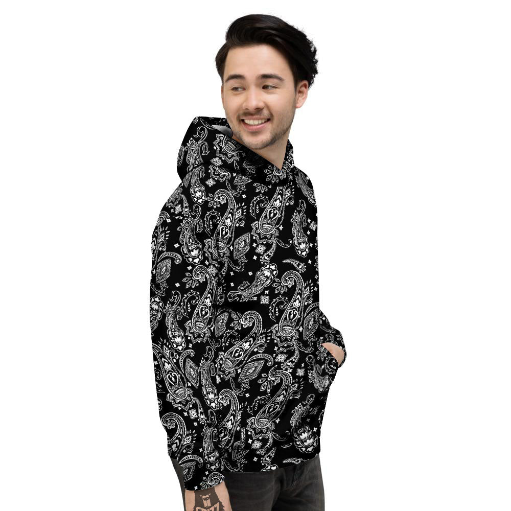 Bandana Black Paisley Print Pattern Men's Hoodie-grizzshop