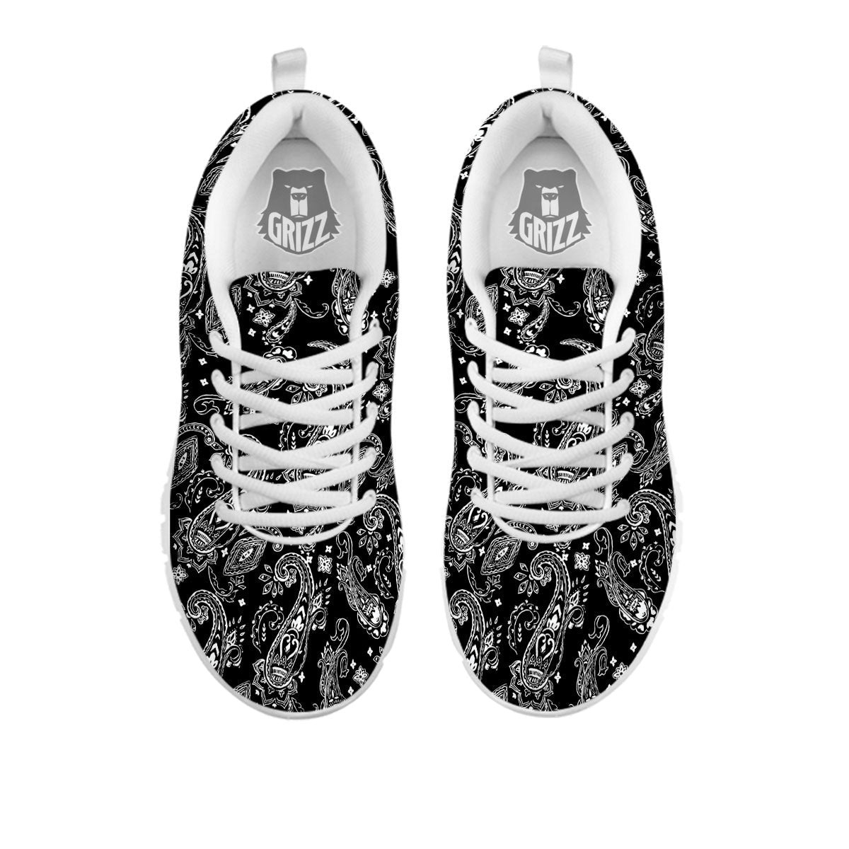 Bandana Black Paisley Print Pattern White Sneaker-grizzshop