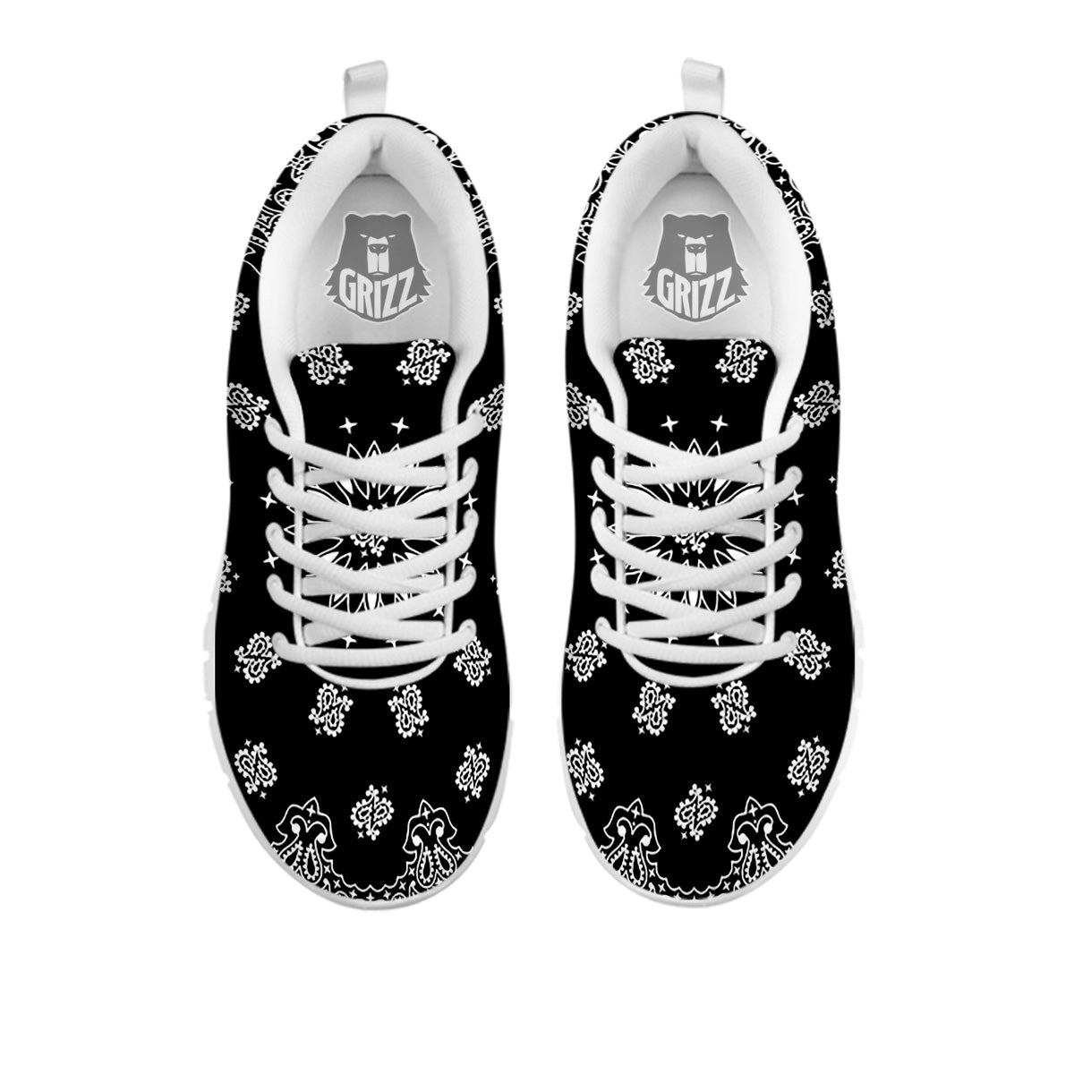 Bandana Black Paisley Print White Sneaker-grizzshop