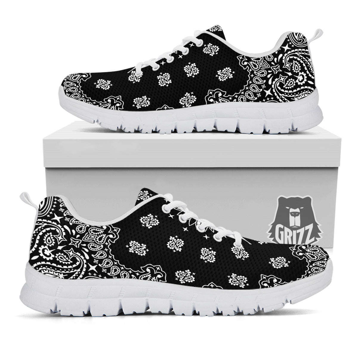 Bandana Black Paisley Print White Sneaker-grizzshop