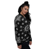 Bandana Black Paisley Print Women's Bomber Jacket-grizzshop