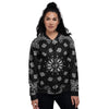 Bandana Black Paisley Print Women's Bomber Jacket-grizzshop