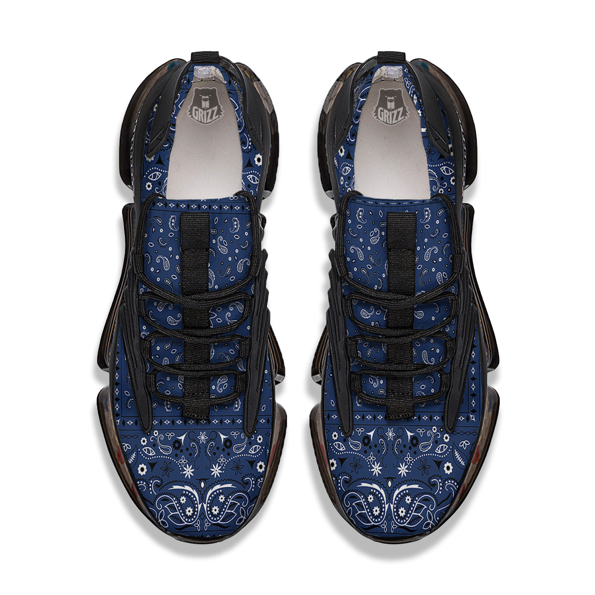 Bandana Blue Paisley Print Black Gym Shoes-grizzshop