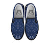 Bandana Blue Paisley Print Black Slip On Shoes-grizzshop