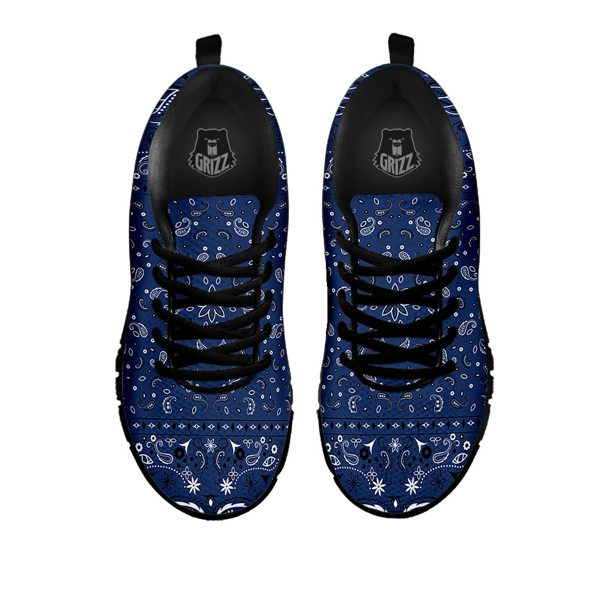 Bandana Blue Paisley Print Black Sneaker-grizzshop